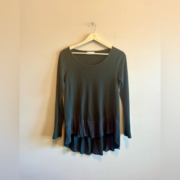 Altar’d State | Deep Green Asymmetrical Long Sleeve Waffle Knit Tunic, Women’s M - Picture 1 of 6